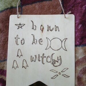 Born To Be Witchy Wood Burned Plaque